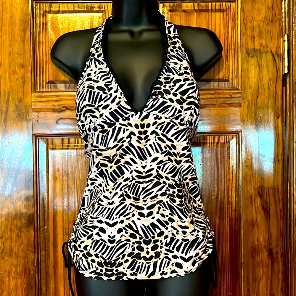 Black and White Halter Bikini Top